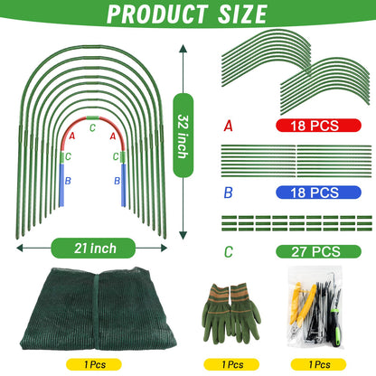 Chicken Runs for Yard,79" & 157" Extra Long Foldable Chicken Tunnels for Outside,All-in-One Kit with Sun Protection Net, Removable Door, Frame & Tools (Green, 315 * 21 * 32 inches)