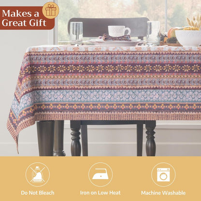 Maison d' Hermine Table Cloth Rectangle Table 100% Cotton 54 x 72 Inches Fall Tablecloth Reusable Everyday Use for Thanksgiving Christmas Decorations Dining Farmhouse Party (Fair Isle)