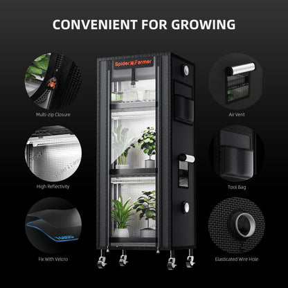 Spider Farmer 2026 Plant Stand with Grow Light, 4-Tier Rack 6Pcs 12" Full Spectrum 5000K LED Grow Lamps and Tent Cover Height Adjustable Small Greenhouse for Seedling Plant Indoor 16Lx12Dx47H (Update)