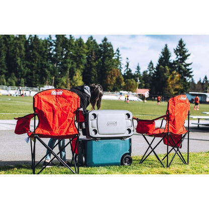 Coleman 316 62QT WHL 5859 Cooler Bundle with Quad Camping Chair and Built-in 4 Can Cooler
