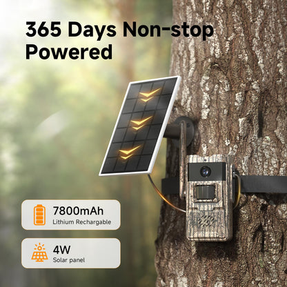 TKENPRO 4G LTE Cellular Trail Cameras 2 Packs Unlimited Data Plan Solar Trail Cameras Built in SIM Card Game Camera IP65 Waterproof Security Camera with 2K Live Video, No Glow Night Vision