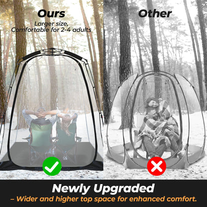 Weather Proof Pod Screen House Pop Up Bubble Tent, Portable Igloo for Camping Outdoor Gazebo Weatherproof Cold Protection Tiny Homes, Black (6x6FT)
