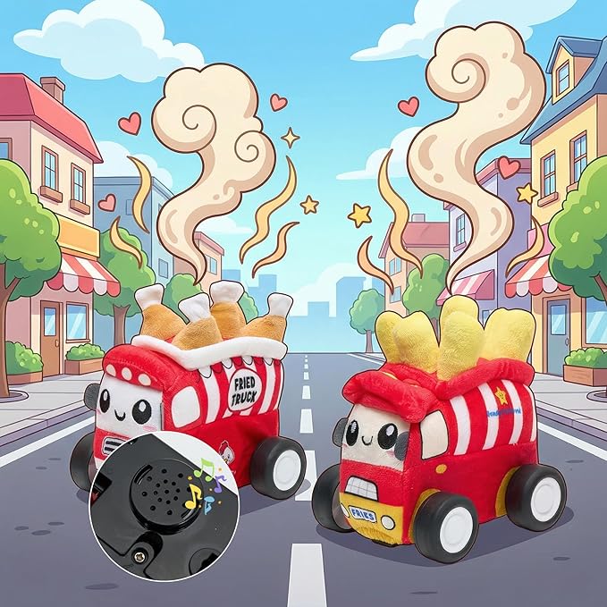 Plush Toy Remote Control Vehicle with 2 Detachable Dolls Kids Electric RC Toy for Boys Girls Ages 2+ Soft Plush &amp Durable Design Suitable for Blocks (Fastfood Truck)