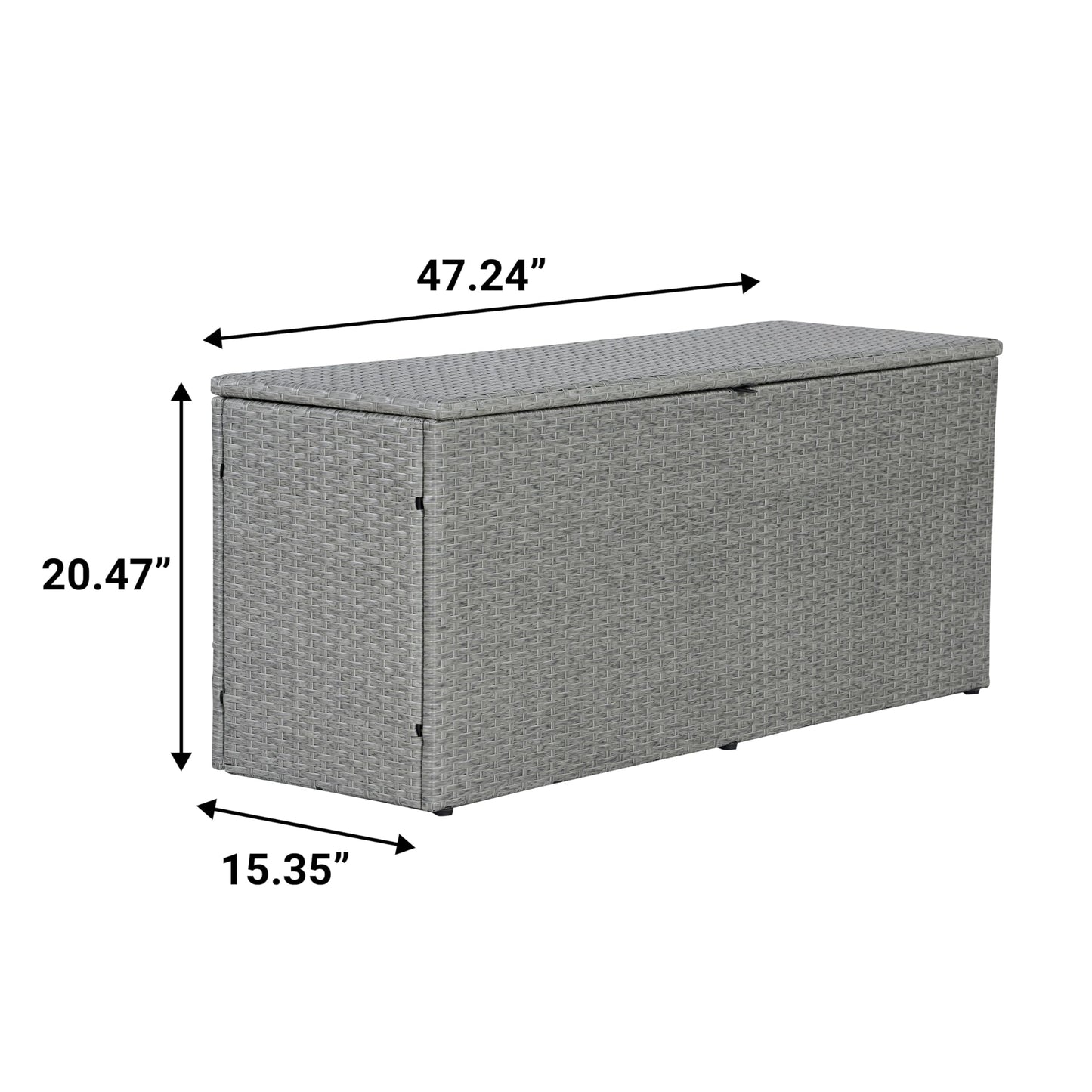 happimess TRK1001A Nino 47.24" Modern Minimalist Outdoor Faux Wicker Deck and Patio Storage Box, Gray, Soft-Close, for Package Delivery, Patio Furniture, Cushions, Gardening Tools, Pool Supplies