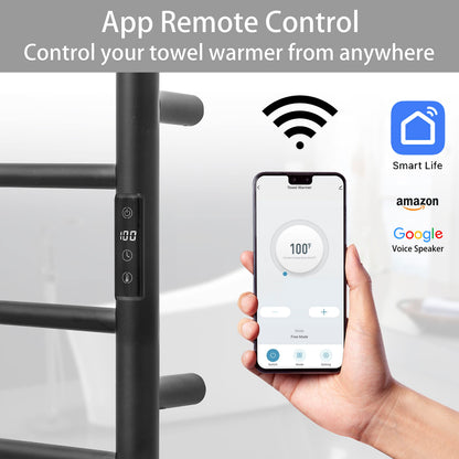 KEG Towel Warmer 8 Bars for Bathroom Freestanding or Wall Mounted Bath Towel Heater Plug-in with Built-in Timer Silver