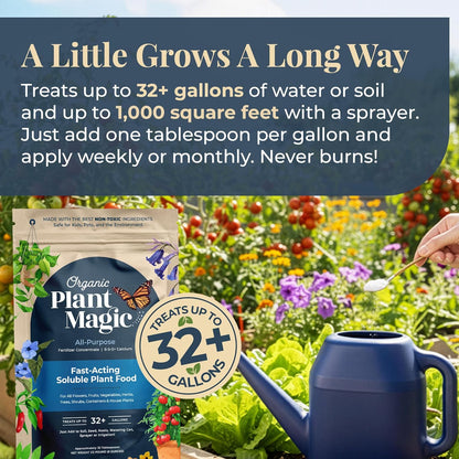 Organic Plant Magic - Fast-Acting Water Soluble Fertilizer - All-Purpose Plant Food for Garden & Houseplants | 1/2 lb Bag