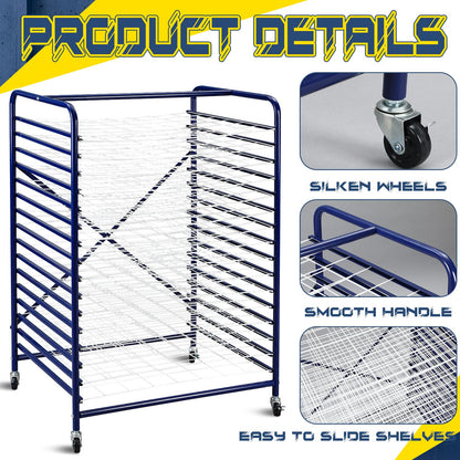Sintuff Mobile Art Drying Rack Metal Book Magazine Rack Mobile for Home Metal Painting Drying Shelf for Classroom School Studio Space Saving Keep Artwork Protected While Dry 36.5 x 26.5 x 17.5 Inches