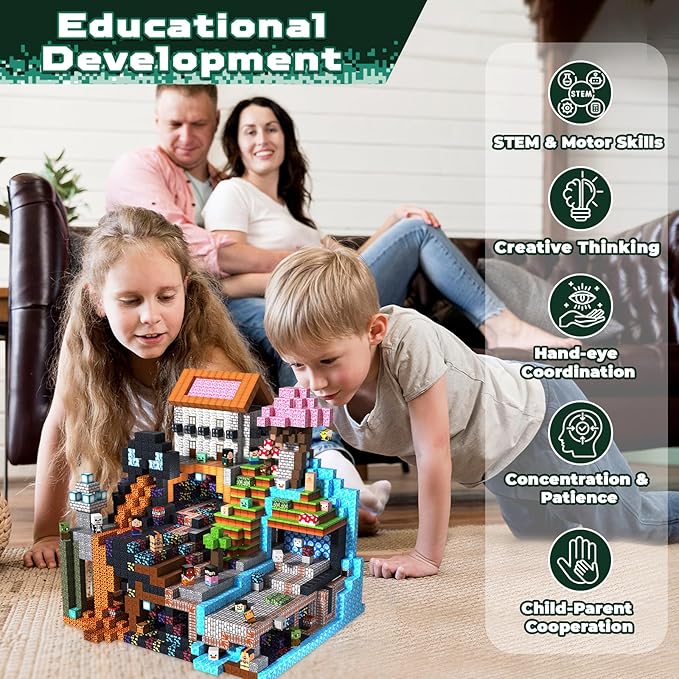 300PCS Magnetic Blocks - Magnet Building Blocks Stacking Magents Cubes Toys Adventure Set Theme STEM Montessori Sensory Toys for Kids Boys and Girls Ages 3 4 5 6 7 8 9 10 Christmas Birthday Gifts