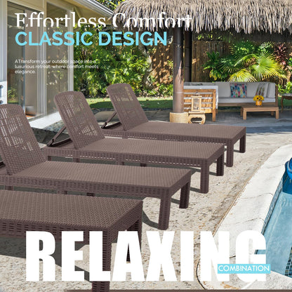 DIMAR GARDEN Beach Chairs Outdoor Chaise Lounge,Resin Pool Lounge Chair Waterproof Recliner,Mocha