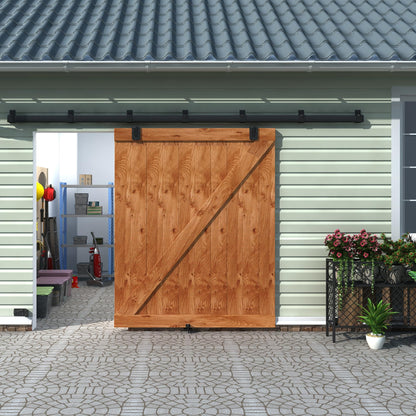 WEWORTH 10FT Black Box Rail Exterior Sliding Barn Door Hardware Track Kit, Heavy Duty Barn Door Track Set, Wall Mount Outdoor Weatherproof Single Barn Door Hardware with 5 Track Brackets(No Doors）