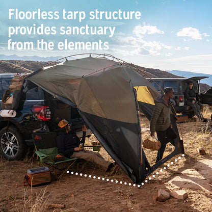 Kelty Highroads Overlanding Shelter - Universal Mount Car Camping Tent with Large Zippered Entry, Aluminum Frame, Adjustable Walls and Windows, UV Protection, Rainproof, Stuff Duffel Included, 2024
