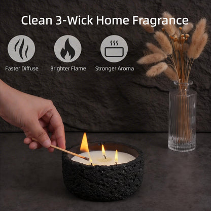Viyffo 20oz Large Scented Candle - Sage & Eucalyptus, 3 Wick Home Scented Candle, Non Toxic Soy, Black Textured Ceramic Jar, Luxury Fragrance, Modern Home Décor & Summer Gift for Men and Women
