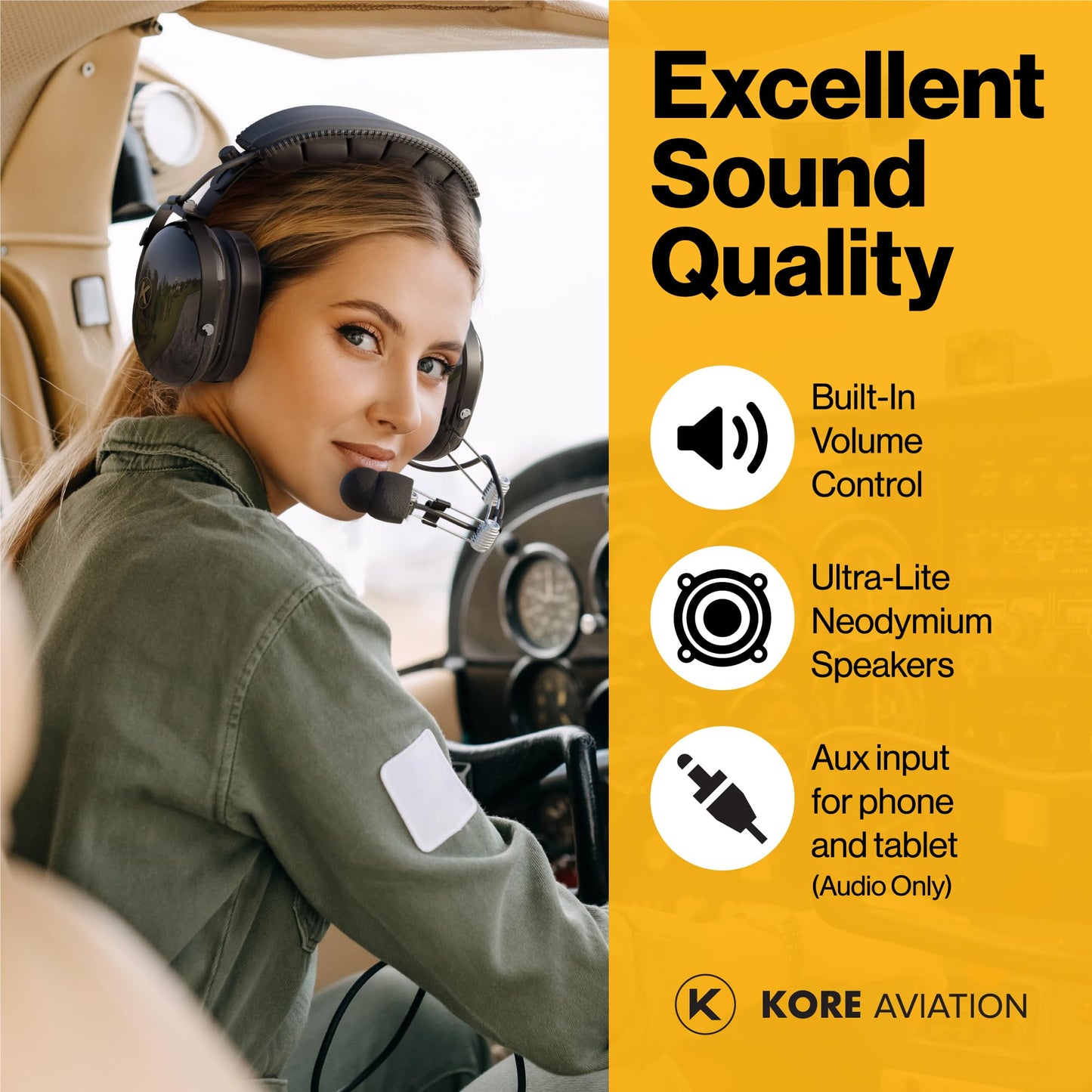 P1 Aviation Pilot Headset for Student Pilots Flight Schools Flight Instructors Features 24 db PNR Rating, Noise Canceling Microphone, Acoustic Foam Ear Cups, AUX Port Input with GA Dual Plugs