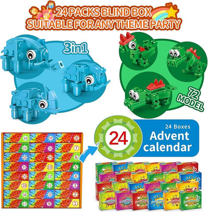 Party Favors for Kids - 24 Pack 72 Kinds of Animals Building Block Toy Goodie Bags Fillers Classroom Carnival Prizes Stuffers Gifts Building Set Christmas Birthday Gift for Boys Girls Ages 6-12