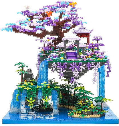 The Moon Palace Chinese Architecture Micro Building Blocks Set with LED Lights 4574PCS Cherry Blossom Tree Model Kit Collectible Cultural Gift for Adults &amp Teens