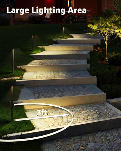 SUNVIE All-in-ONE Landscape Lighting Kit 6-Pack Anti-glare LED Pathway Lights, 2-Pack Spotlights, 60W Transformer, 100FT 16/2 AWG Wire and Connectors Outdoor Landscape Lighting for Walkway Garden Yard