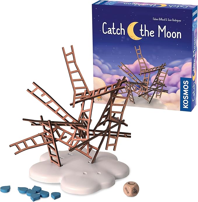 Catch The Moon | Dexterity Stacking Board Game for 1 to 6 Players | Beautiful Design &amp Whimsical Theme Balance Wooden Ladders to Reach The Moon | Family Game Night Favorite | Ages 8+