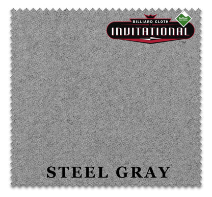 Championship Invitational Teflon Billiard Pool Table Felt Cloth - w/Spots - Pre-Cut Rails - Authorized Dealer (Steel Grey, 8 ft)