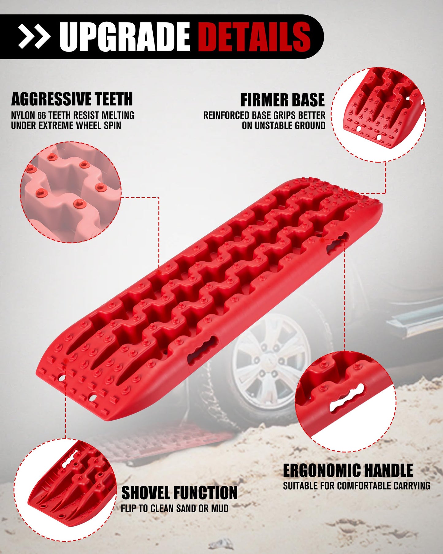 FieryRed Traction Boards Offroad, Recovery Boards with 2 Leashes and Carry Bag, Recovery Traction Board Mounting Kit