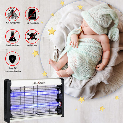 4 Pcs Electric Bug Zapper Indoor Insect Killer with Replacements Bulbs 20W Blue Light Powerful 2800V Attract Fly and Mosquito Traps with Circuit No Load Protection Outdoor Plug in Pest Control