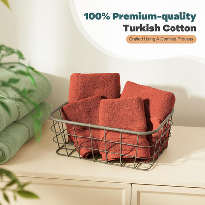 Marvione 6-Piece Bath Towels Set | 100% Turkish Cotton, Highly Absorbent & Soft | Burnt Orange