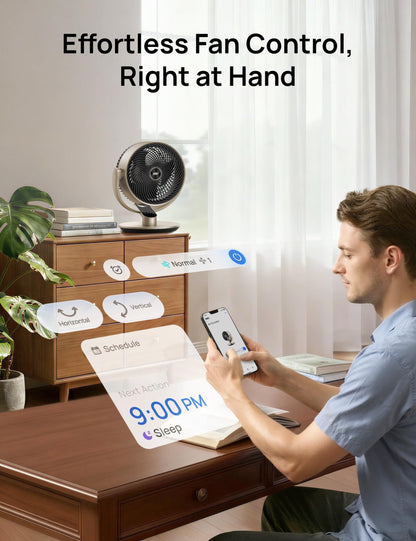 DREO 16''Height 20dB Quiet Smart Fans for Bedroom, DC Room Fan with Remote, 120°+120° Omni-Directional Oscillating Fan, 6 Modes, 9 Speeds, 12H Timer, Alexa/Google/WiFi/Voice Control, Gold