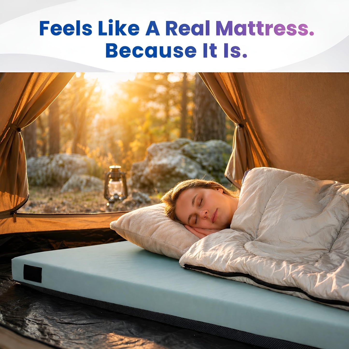 Hazli 3" Matrix AirCell Memory Foam Camping Mattress Pad - Roll Up Mattress for Adults - Portable Cot Sleeping Pad for Camping -Floor Mat or Bed Roll for Car, SUV - Single 75" x 30"