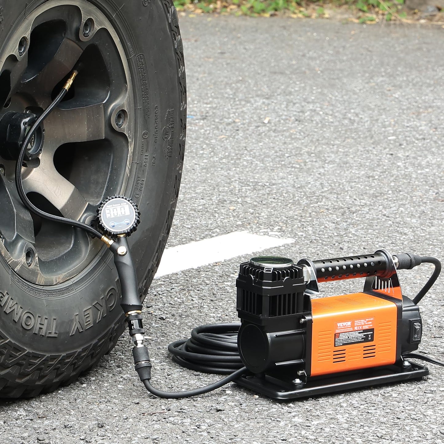 VEVOR 12V Heavy Duty Air Compressor - with Digital Pressure Gauge Tire Inflator Kit, 7.06 CFM Portable Tire Inflator, 150PSI Offroad Air Pump with Adapters for Trucks Car SUV 4 x 4 Vehicle RV