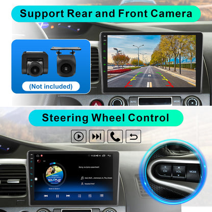 Car Stereo Radio for Honda Civic 2006 2007 2008 2009 2010 2011 with Wireless Carplay & Android Auto,10.1 Inch 1080P Touch Screen for Civic Radio with Bluetooth FM Mirror Link SWC No Camera