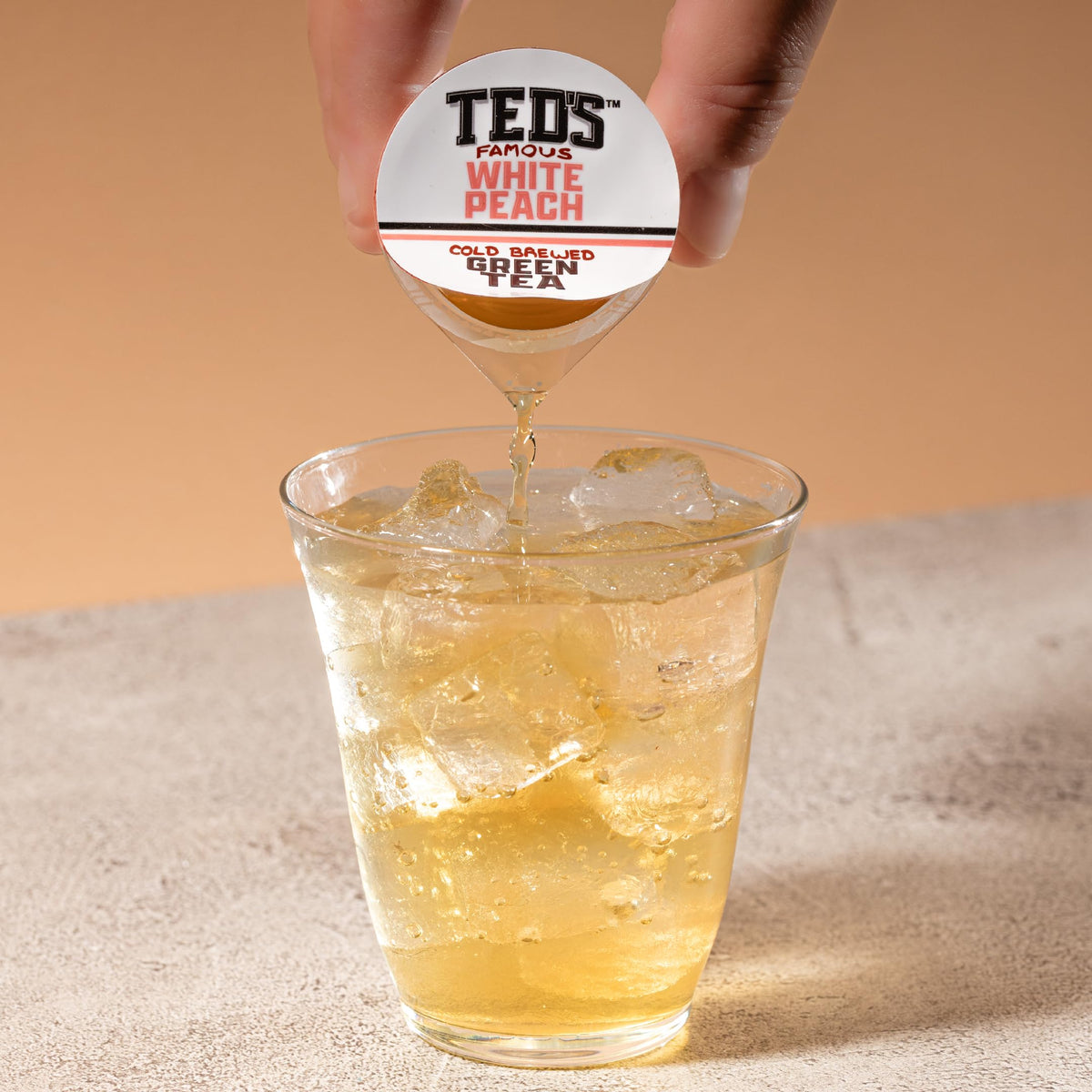 Ted's Tea by Java House - Single Serve Liquid Concentrate Pods - Peel and Pour - White Peach Green Tea - Pack of 12