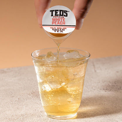 Ted's Tea by Java House - Single Serve Liquid Concentrate Pods - Peel and Pour - White Peach Green Tea - Pack of 12