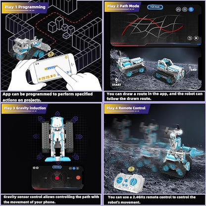 STEM Robot for Kids Ages 8-14 5-in-1 Remote Control and APP Programmable Robot Toys - 720 Pcs DIY Building Science Educational Kit Building Block Birthday Present for Teen Boys Girls