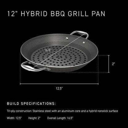 HexClad Hybrid Nonstick Grill Pan - Dishwasher-Safe & Oven-Safe Up to 900°F | Perfect for BBQs