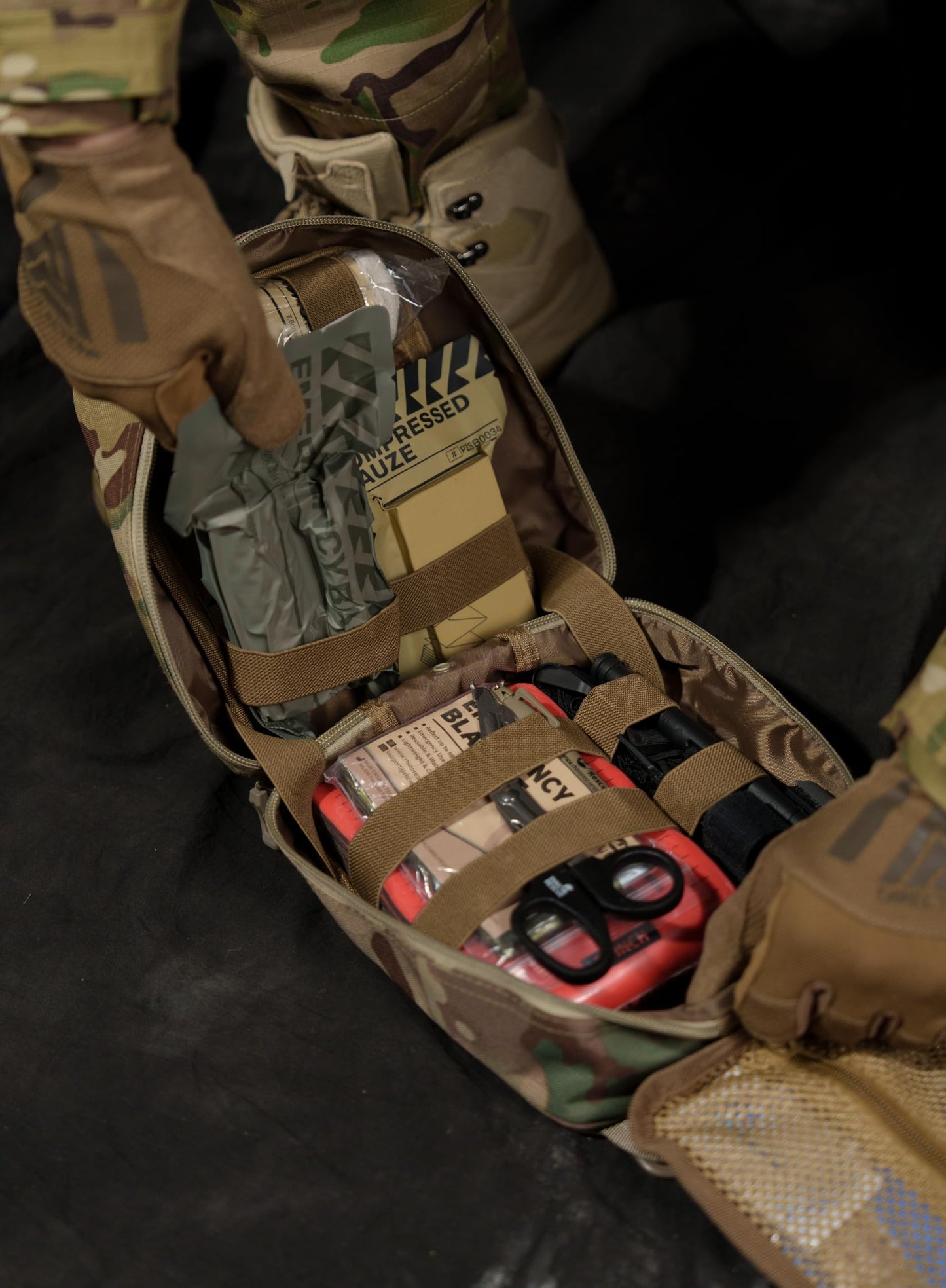 RHINO RESCUE IFAK Trauma Kit with C-A-T Tourniquet for Wound Care, Tactical First Aid Kit Molle Pouch for Military, Combat, Car, Camping, Hiking, Travel(Camouflage)
