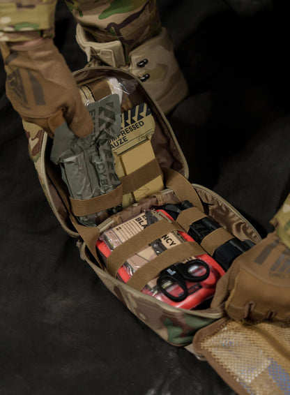 RHINO RESCUE IFAK Trauma Kit with C-A-T Tourniquet for Wound Care, Tactical First Aid Kit Molle Pouch for Military, Combat, Car, Camping, Hiking, Travel(Camouflage)