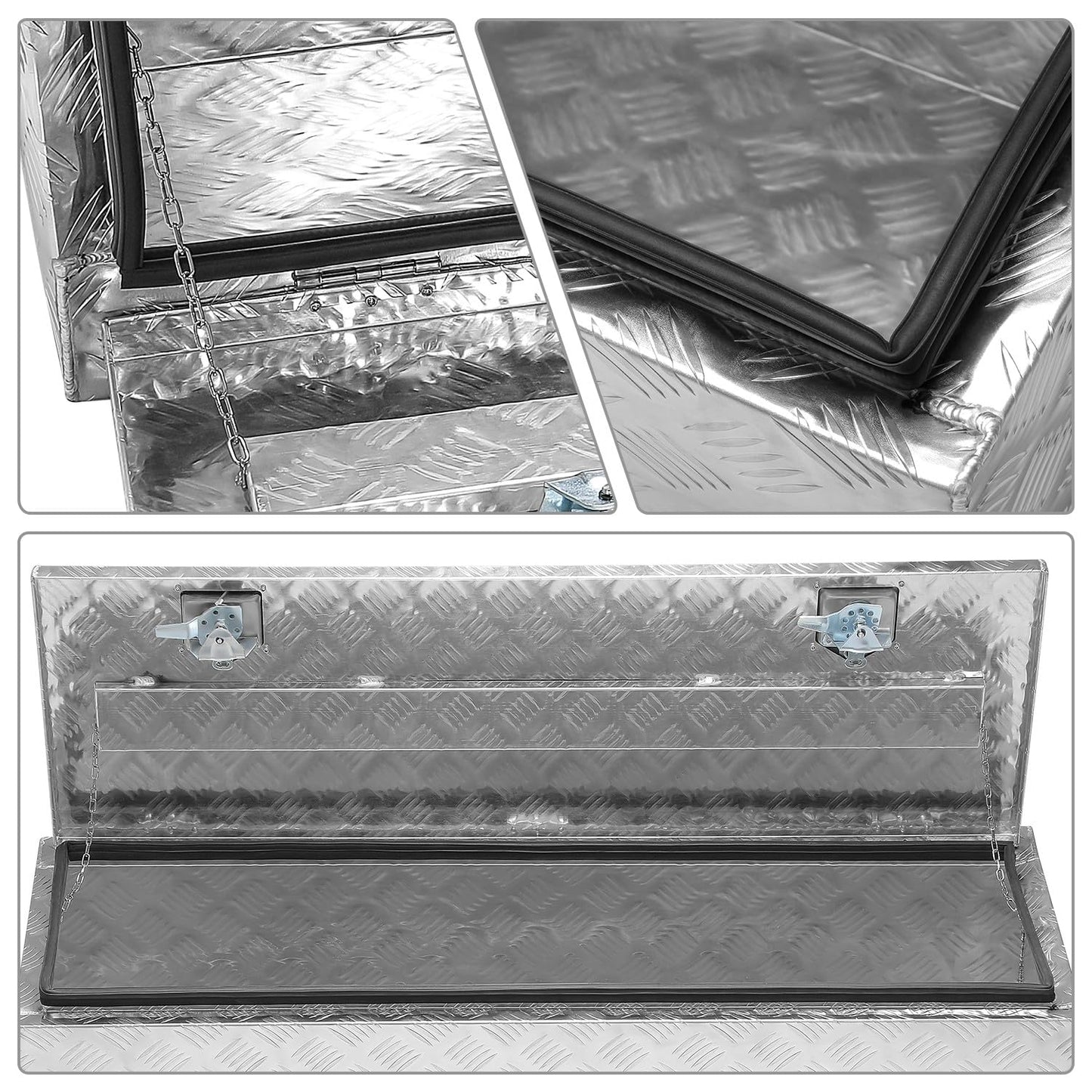 DNA MOTORING Lockable Truck Tool Box, Bed Organizer, Aluminum Storage Box w/Lock & Keys, 47"x18"x18", TBOX-T5-015-ALU, Silver