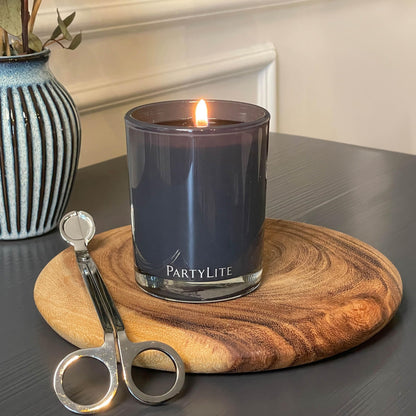 PartyLite Fig Fatale Scented Escential Jar™ Candle, with Notes of Apricot, Green Fig, Peach, Mango, Strawberry and Vanilla, 7.75oz 1-Wick Aromatherapy Reusable Glass Jar, 50 Hour Burn Time