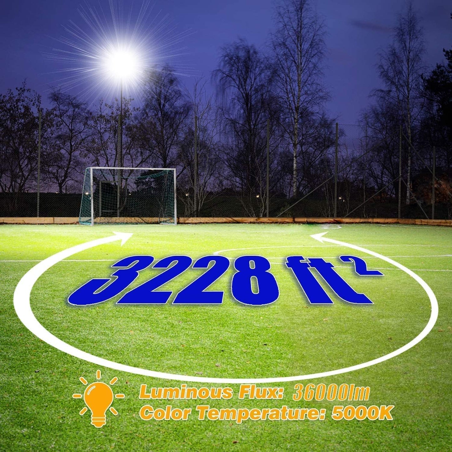 Juyace 240W LED Flood Light with Photocell, 36000LM Super Bright Dusk to Dawn Security Light, IP65 Waterproof Commercial Fixture for Stadium, Parking Lot, Building, Farm, Yard (5000K Daylight)