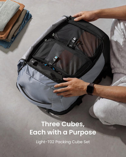 tomtoc Travel Backpack 40L and 3 Set Packing Cubes for Travel Essentials