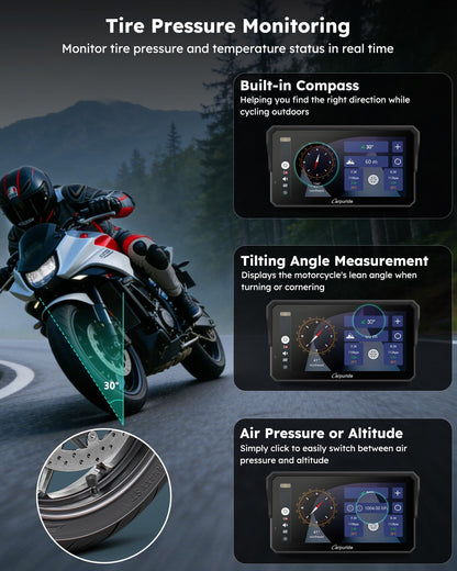 Carpuride Motorcycle Carplay with Type-C Port & TPMS, 6.25" Wireless Car Play & Android Auto GPS Navigation Moto Screen with Wired Controller, IP67 Waterproof, OTA, Dual Bluetooth, Intercom,Play Music