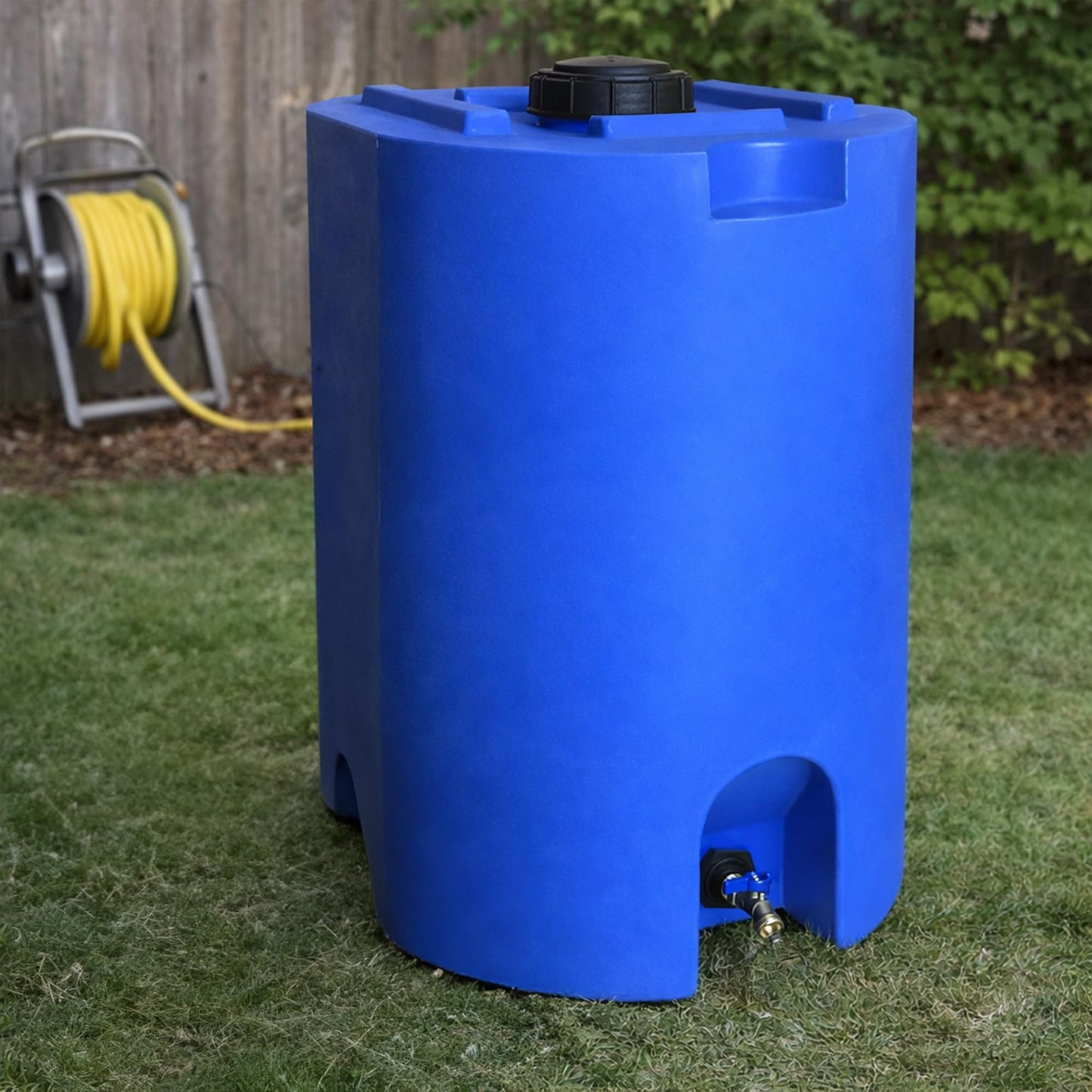 WaterPrepared Stackable Plastic Drinking Water Storage Tank with Spigots, 55 Gallon, Blue - Portable Emergency Hydration Container for Survival or Disaster Preparedness