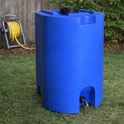 WaterPrepared Stackable Plastic Drinking Water Storage Tank with Spigots, 55 Gallon, Blue - Portable Emergency Hydration Container for Survival or Disaster Preparedness