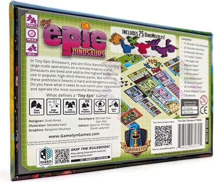 Tiny Epic Dinosaurs Deluxe | Strategic Worker Placement Game Includes Laboratory Mini Expansion | 1-4 Players Ages 14+ | Dino Ranching &amp Resource Management Board Game