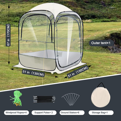 Outdoor All Weather Pop Up Sport Tent, 51×51×67 in, 1-3 Person Instant Tent Shelter,Rainproof Camping Sun Shelter Coldproof & Windproof Spacious Interior with Outdoor Camping Activities Fishing