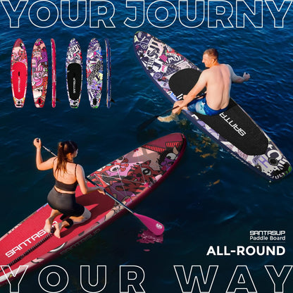Santasup Inflatable Paddle Board Pink Stand Up Paddle for Adults, 10ft Yoga Board, Sup Board with Accessories, Non-Slip Deck, Travel Backpack Wide Stance