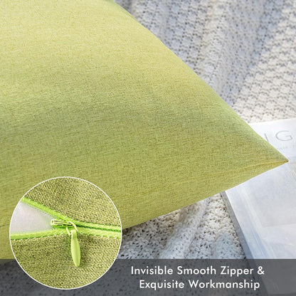 MIULEE Waterproof Outdoor Throw Pillow Covers - Pack of 2 Faux Linen Cushion Cases | 20x12 Inch Moss Green