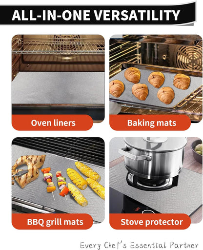 Skiennix Oven Liners - Heavy Duty 2 Pack Reusable Mats for Electric & Gas Ovens | 17"x25", BPA & PFOA Free