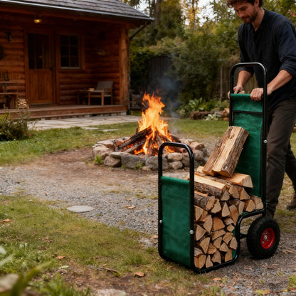 KAIDIDA Firewood Cart with Wheels: 44 X 27 X 20 in Heavy Duty 260 lbs Load Capacity Waterproof Easy Assembly Rack for Indoor Garden Backyard Fireplace Men Women Use with Rubber Wheels