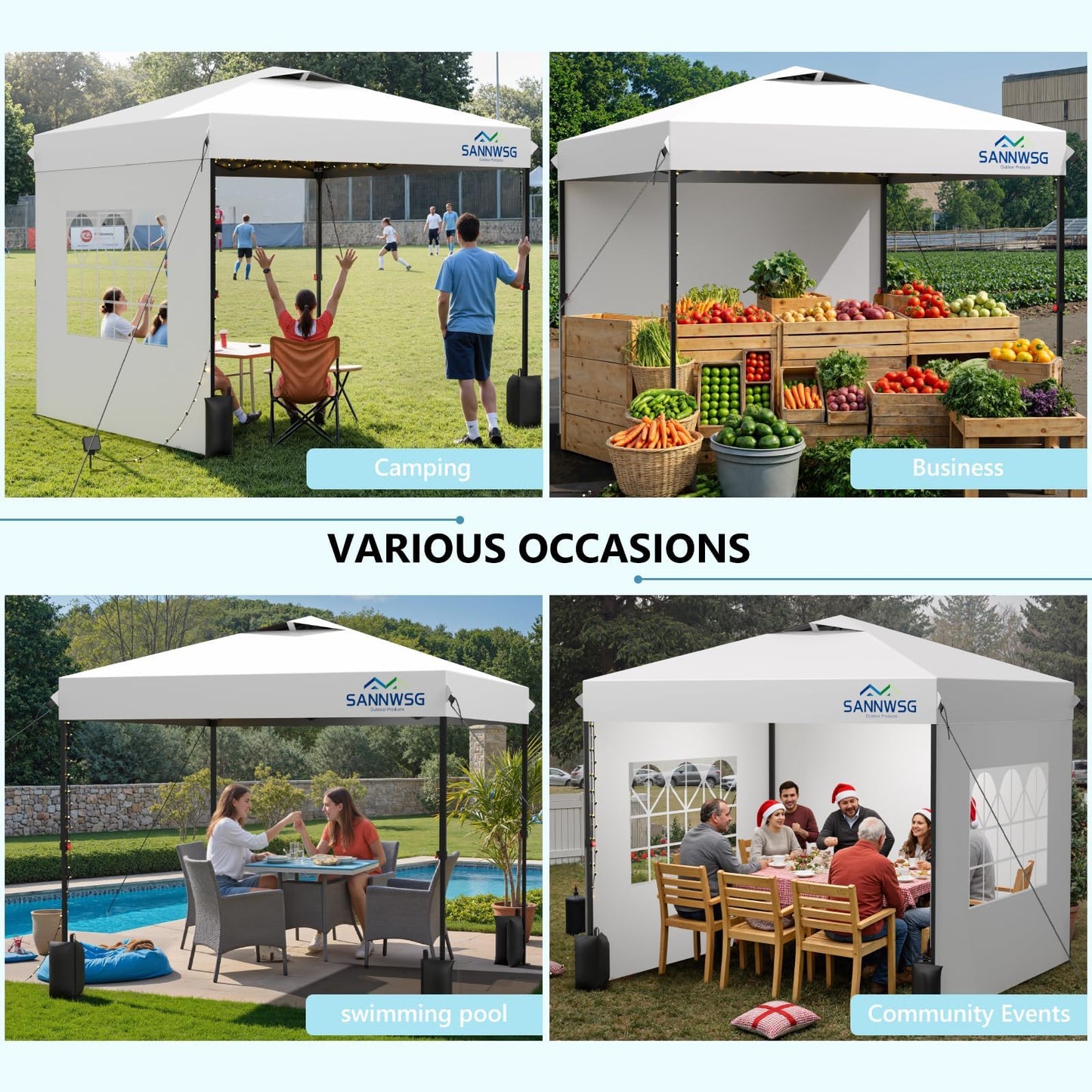 10X10 Pop Up Canopy Tent with 3 Sidewalls,Easy Up Canopy,Commercial Instant Shelter,Heavy Duty One Person Set Up Event Tent,White