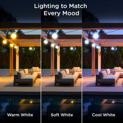 Enbrighten Vibe Sphere Outdoor String Lights, 57ft, 12 RGBWIC Bulbs, 6in Extra Large Spheres, Waterproof, Patio, Backyard, Gameday, Holiday, Smart App, Compatible with Alexa, Google Home, 85976